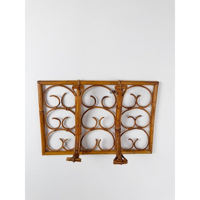 Mid-Century Italian Modern Cane, Rattan and Bamboo Wall-Mounted Coat Rack, 1960s For Sale - Image 6 of 18
