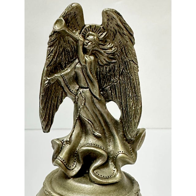 Silver Vintage Late 20th Century Angel/Nativity Scenery Pewter Bell For Sale - Image 8 of 12