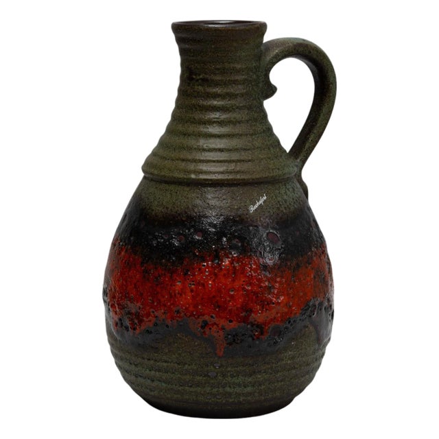 20th Century German Fat Lava W. Germany Ceramic Jug For Sale