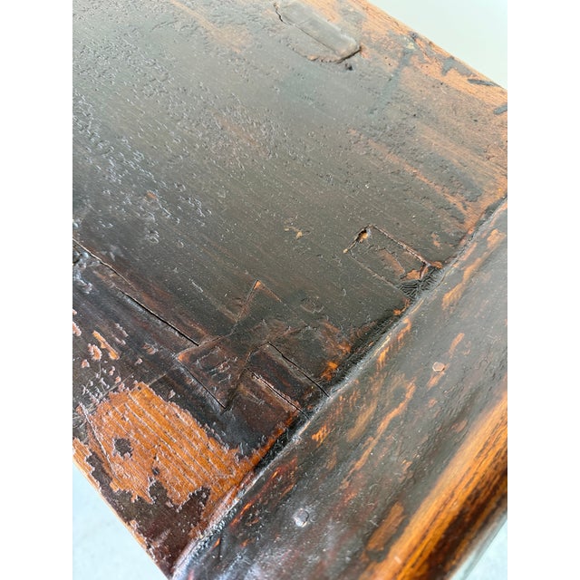 Vintage Chinese Black Lacquer Altar Console Table With Hand-Carved Apron For Sale - Image 12 of 12