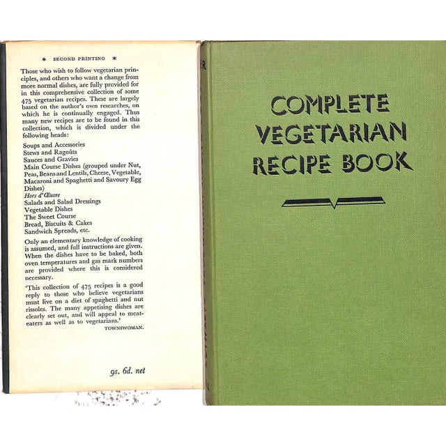 Traditional "Complete Vegetarian Recipe Book" 1957 Baker, Ivan For Sale - Image 3 of 7