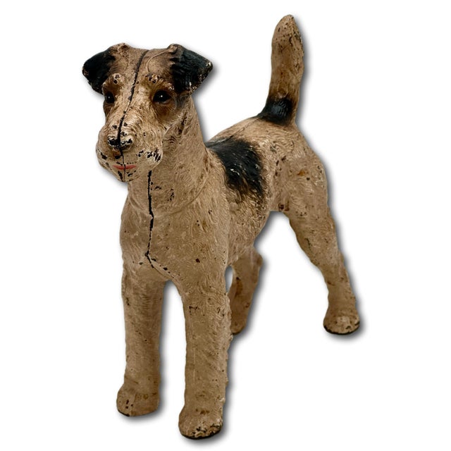 This Really is a Great Looking & Very Rare - Hard to Find Model Vintage Cast Iron Fox Terrier Dog Doorstop. Circa 1930s....