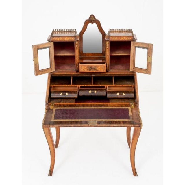 Brown French Desk Happiness on the Day in Walnut, 1860s For Sale - Image 8 of 18