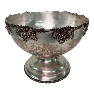 Silver Plated Grape Motif Champagne/Punch Bowl For Sale