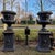 Large Antique French Baroque Cast Iron Vases on Column Castle Planters, Set of 4 For Sale - Image 14 of 14