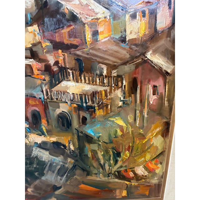 Linen Large Mid-Century Impressionist "Colonial Cityscape" Oil Painting by Don Ruffin For Sale - Image 8 of 10