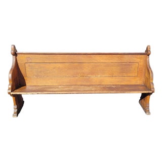 Antique Oak Long Church Pew For Sale