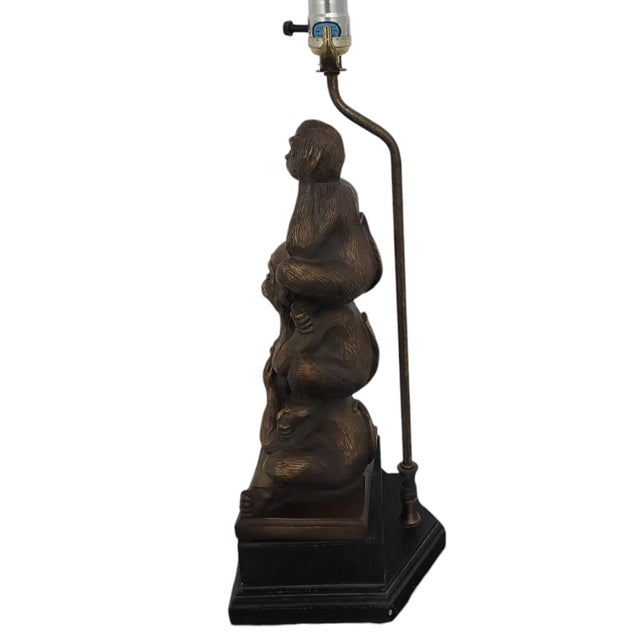 Bronze Vintage Three Wise Monkeys Bronze Finish Table Lamp – See No Evil, Hear No Evil, Speak No Evil For Sale - Image 8 of 16