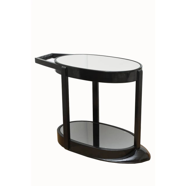 Vintage Art Deco Moderne Ebonized Wood Sculptural Bar Cart or Trolley, 1930's For Sale - Image 10 of 10