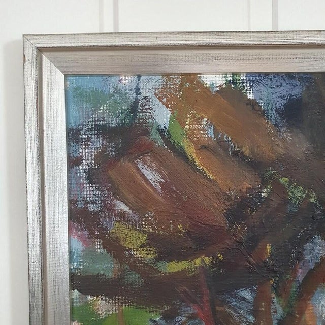 1967 Mid Century Swedish Expressionst Oil Painting Signed u.o For Sale - Image 6 of 18