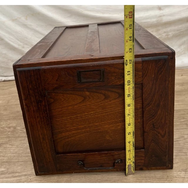 Antique Single Drawer File Cabinet, Tiger Oak Legal / Letter Size, Paneled Sides For Sale - Image 9 of 12