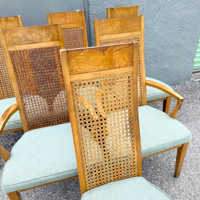 Mid-Century Modern Mid Century Modern Burlwood Caneback Dining Chairs - Set of 6 For Sale - Image 3 of 11