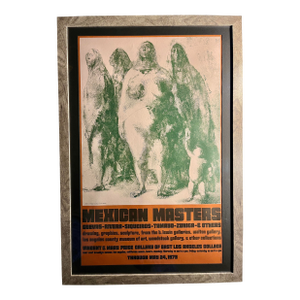 1973 Mexican Masters in Los Angeles Exhibition Poster by T. Silliman, Framed