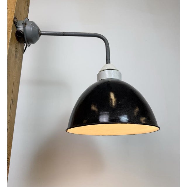 Industrial Factory Wall Lamp with Black Enamel Shade, 1960s For Sale - Image 15 of 16