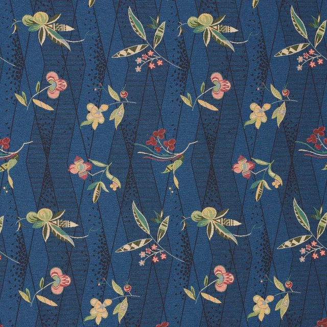 SAMPLE - Schumacher Romola Floral Fabric In Cadet For Sale