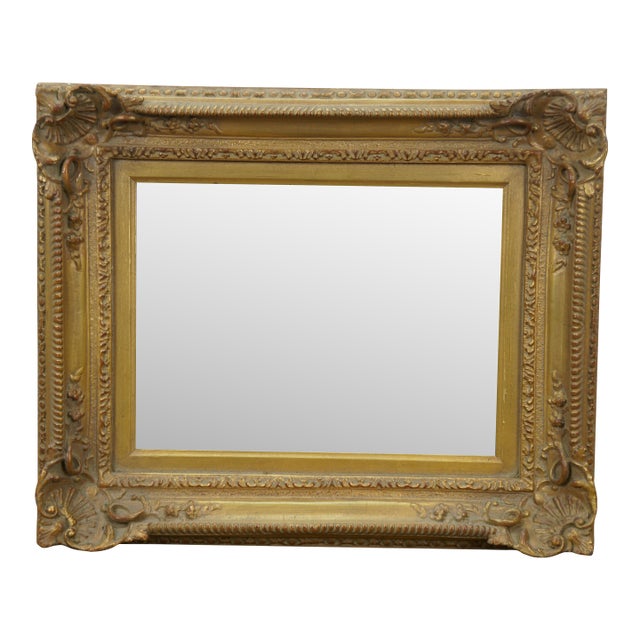 Vintage French Baroque Rococo Scalloped Gilt Beveled Wall Vanity Mirror 24" For Sale