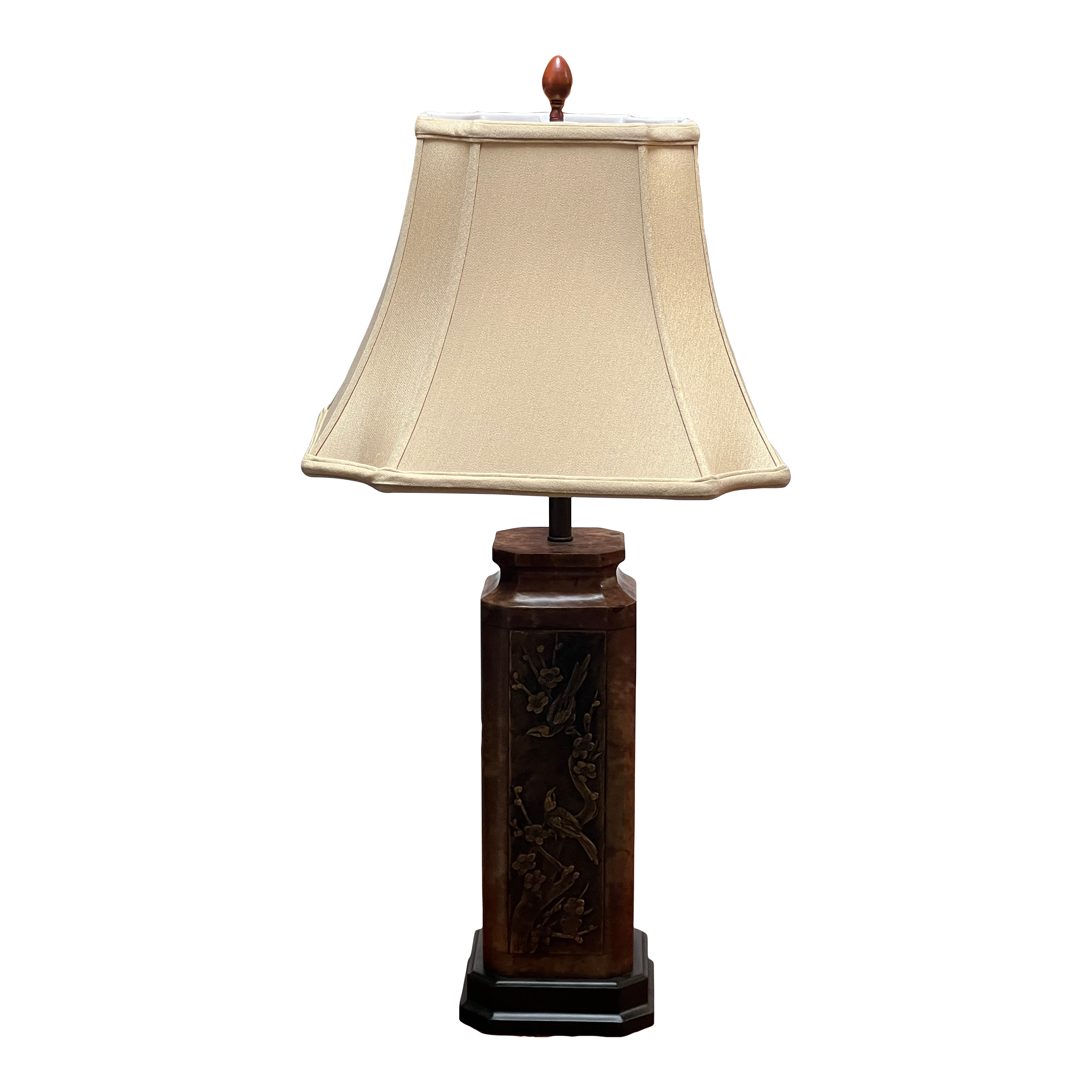 Excelsior Vintage Embossed Brass + Stone Table Lamp - image 0