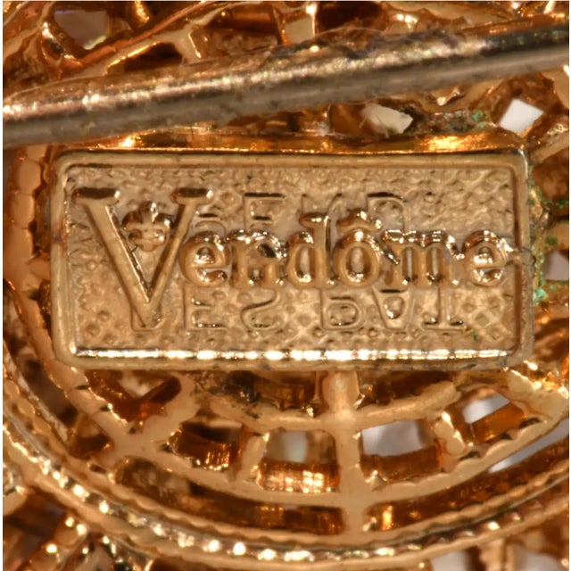 Vendome Vintage Vendome Iridescent Crystal Bead Cluster Brooch For Sale - Image 4 of 4