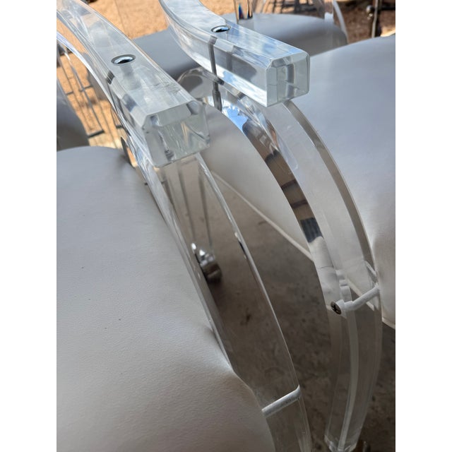 Set of Four Vintage Lucite Armchairs in the Style of Charles Hollis Jones For Sale - Image 4 of 12