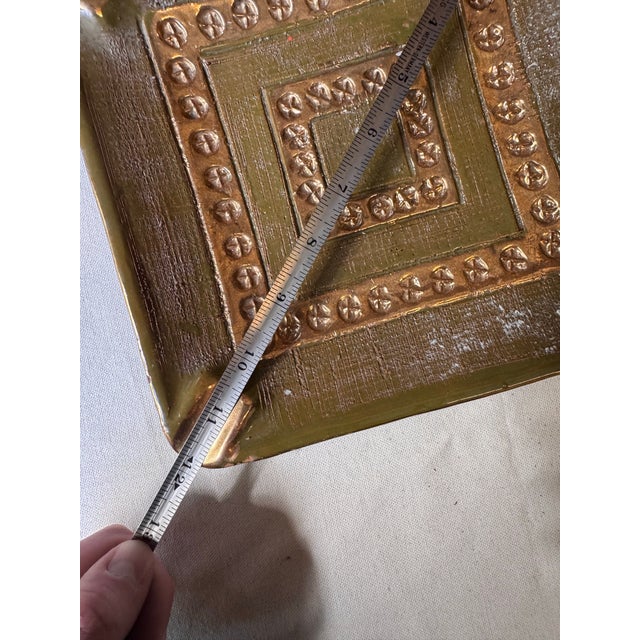 Vintage Olive Green Detailed Small Ceramic Catchall For Sale In Atlanta - Image 6 of 7