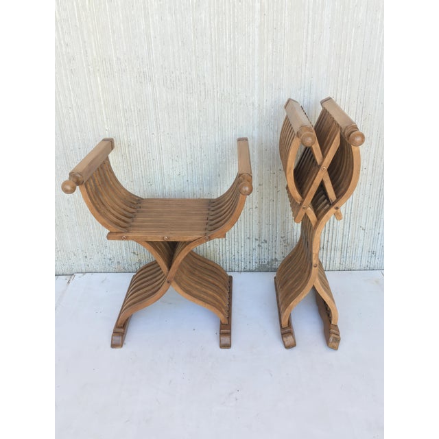 19th Century Carved Walnut Folding Scissors Savonarola Bench/Settee For Sale - Image 10 of 13