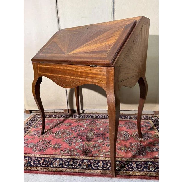 Wood Louis Xv Style Sloping Desk in Marquetry For Sale - Image 7 of 9