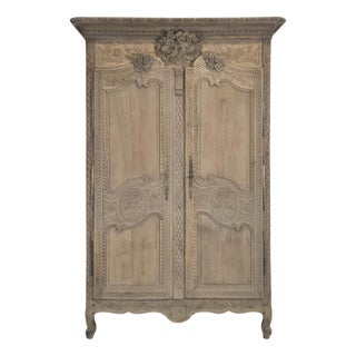 Norman Wedding Armoire in Stripped Oak with Dove-Adorned Pediment For Sale