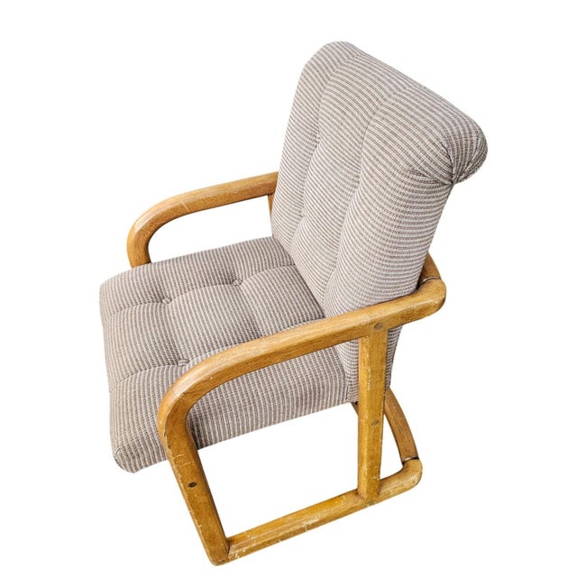 Vintage 70s MCM Style Bentwood Cantilever Upholstered Dining Chairs Set of 6 For Sale - Image 4 of 18