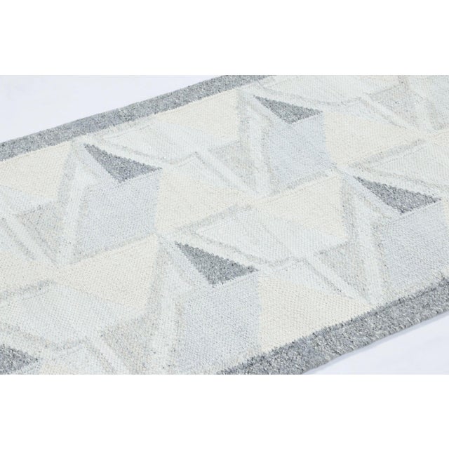 Rug & Kilim Rug & Kilim’s Scandinavian-Inspired Runner Rug, Gray and Blue Geometric Patterns For Sale - Image 4 of 7