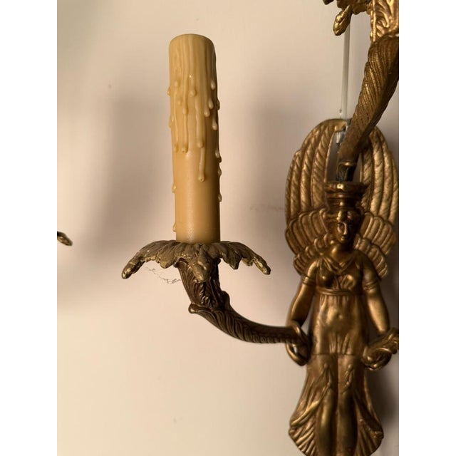 19th Century French Neoclassical Style Bronze Angel Sconces - Pair For Sale - Image 11 of 12