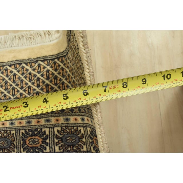 Bokhara Rug 8’11” X 11’8” Beige Wool Tribal Hand-Knotted Oriental Carpet For Sale - Image 12 of 14
