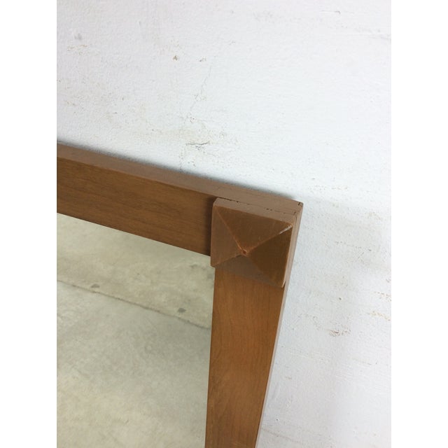 Mid Century Modern Long Rectangular Wall Mirror With Brass Accented Wood Frame For Sale - Image 4 of 15