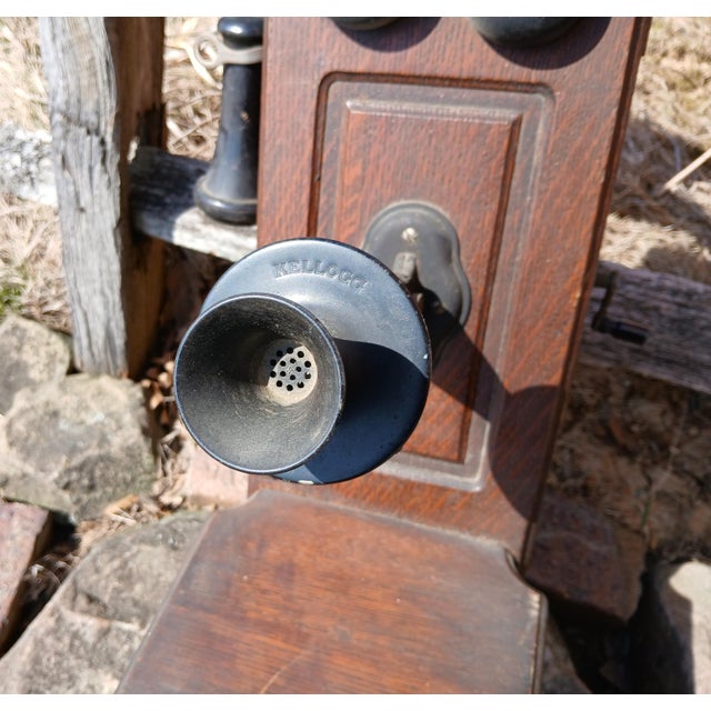 Antique Kellogg Quarter Sawn Oak Wall Telephone Hand Crank Chicago Il 1901 For Sale - Image 9 of 12