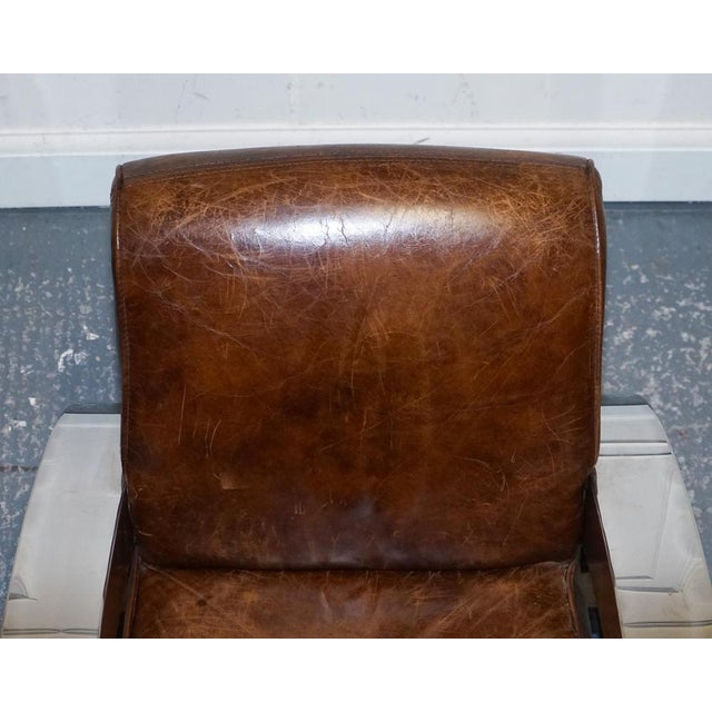 Art Deco French Chrome Aviator Heritage Brown Leather Armchairs, Set of 2 For Sale - Image 12 of 18