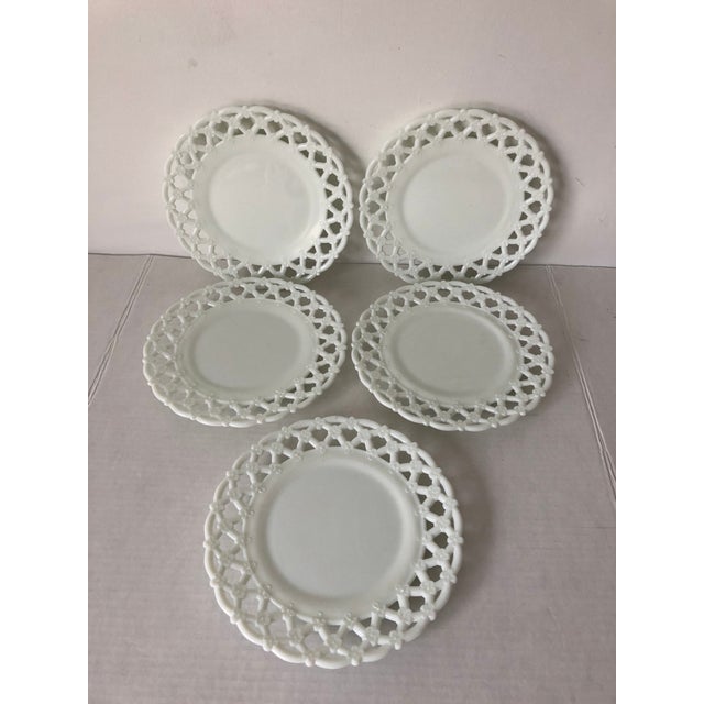 Vintage Milk Glass Salad Plates 8.5” Basket Weave Pattern Set5 Chairish