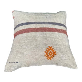 Turkish Hemp Pillow Cushion Natural Beige Red Cushion Cover 20"x20" For Sale