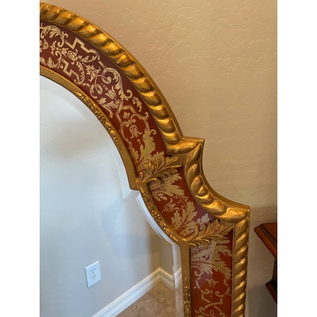 Red Large Queen Anne Gilded Glass Mirror For Sale - Image 8 of 11