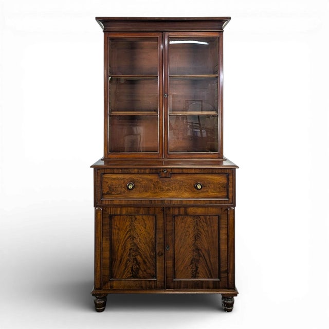 English Mahogany Bookcase with Secretary For Sale - Image 14 of 14