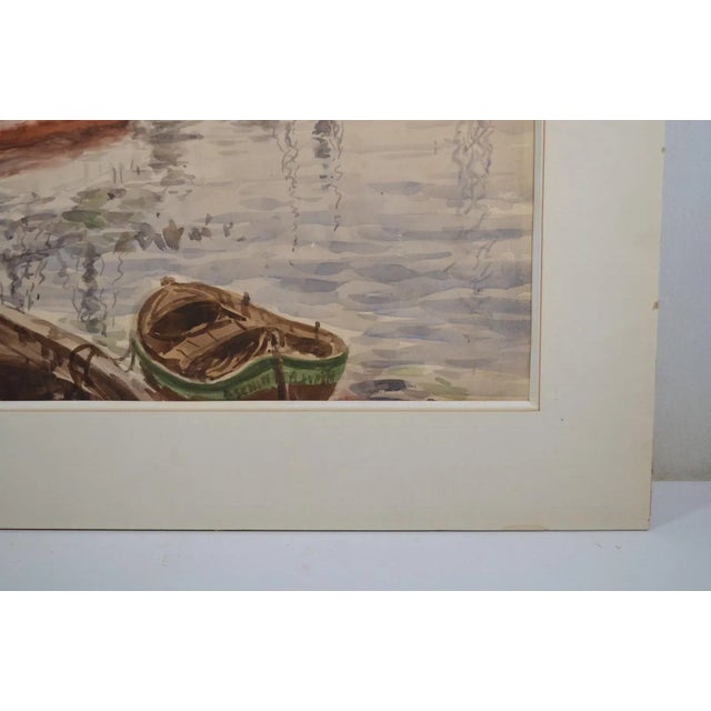 French J. Villena (20th Century) “On the Port” Watercolor Signed For Sale - Image 3 of 11