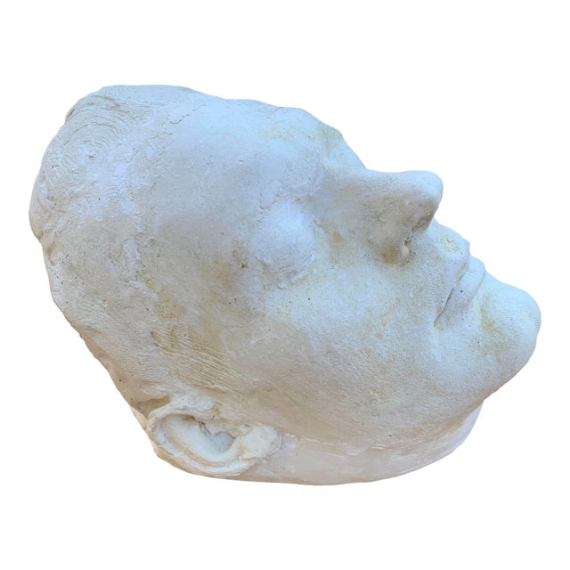 Art Deco Plaster Sculpture of Male Face Life Casting For Sale