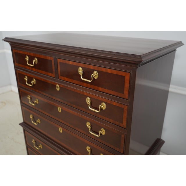 Councill Banded Mahogany High Chest of Drawers For Sale In Philadelphia - Image 6 of 15