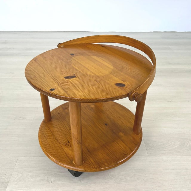 Mid-Century Modern Danish Pine Rollable Serving Trolley For Sale - Image 3 of 9