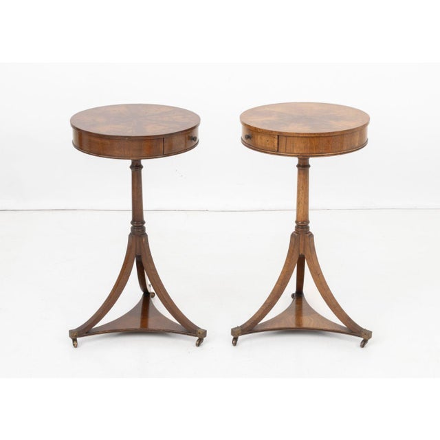 Wood Biedermeier Style Flame Mahogany Side Tables, Pair For Sale - Image 7 of 7