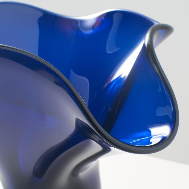 Glass Blue Tornado Glass Bowl by Allan Scharff For Sale - Image 7 of 10