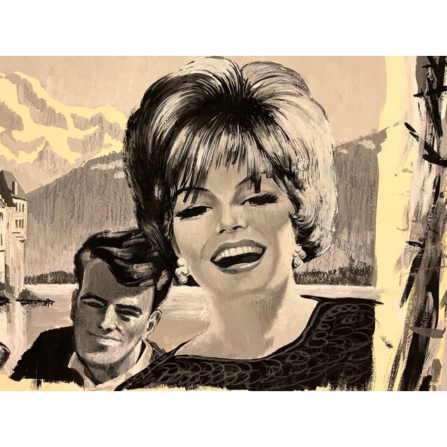 1950s Mid-Century Couple at Lake Como Original Painting For Sale - Image 4 of 4