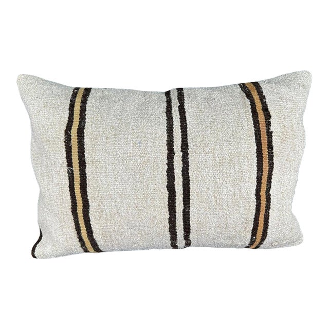 Turkish Hemp Pillow Cushion Natural Beige Brown Pillow Cushion Cover 16" x 24" For Sale