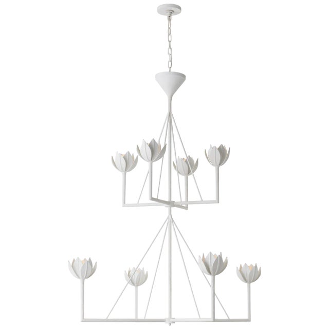 Alberto Large Two Tier Chandelier in Plaster White Designer: Julie Neill Canopy: 5.5" Round Mounting: Chain Shade Detail:...