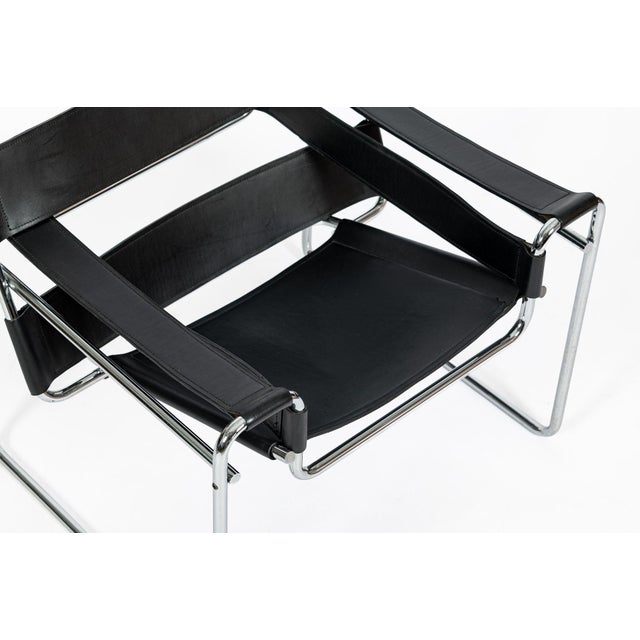 Vintage Mid Century Black Wassily Chair by Marcel Breuer (Attr.) 1970s For Sale - Image 10 of 16