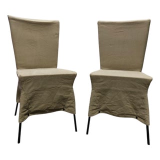 Canvas Dining Chairs by Gerard Van Den Berg, Set of 2 For Sale