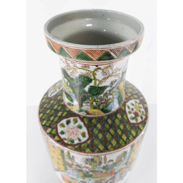 Chinese Chinoiserie Green Famille Verte Warrior Vase For Sale In New York - Image 6 of 13